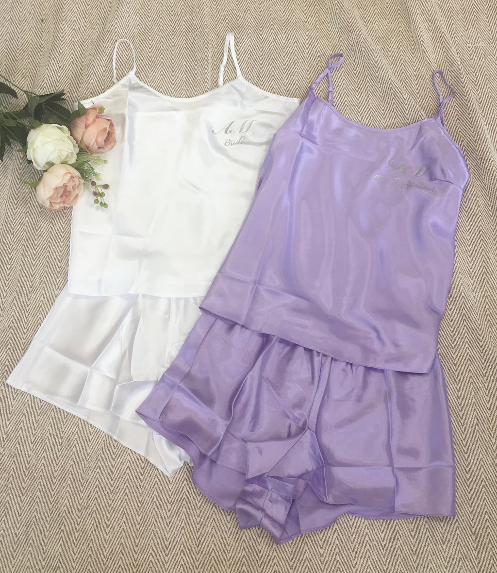 Adult Lilac Satin Pyjamas