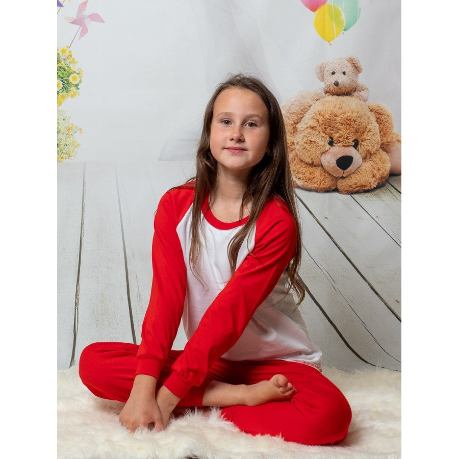 Child Red Long Cotton Pjs