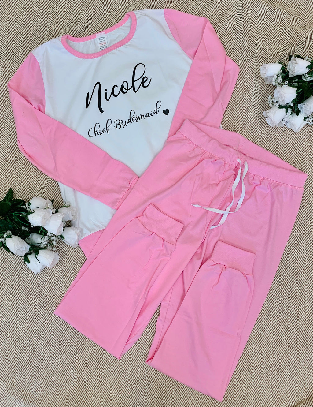Adult Pink Cotton Long Pyjamas