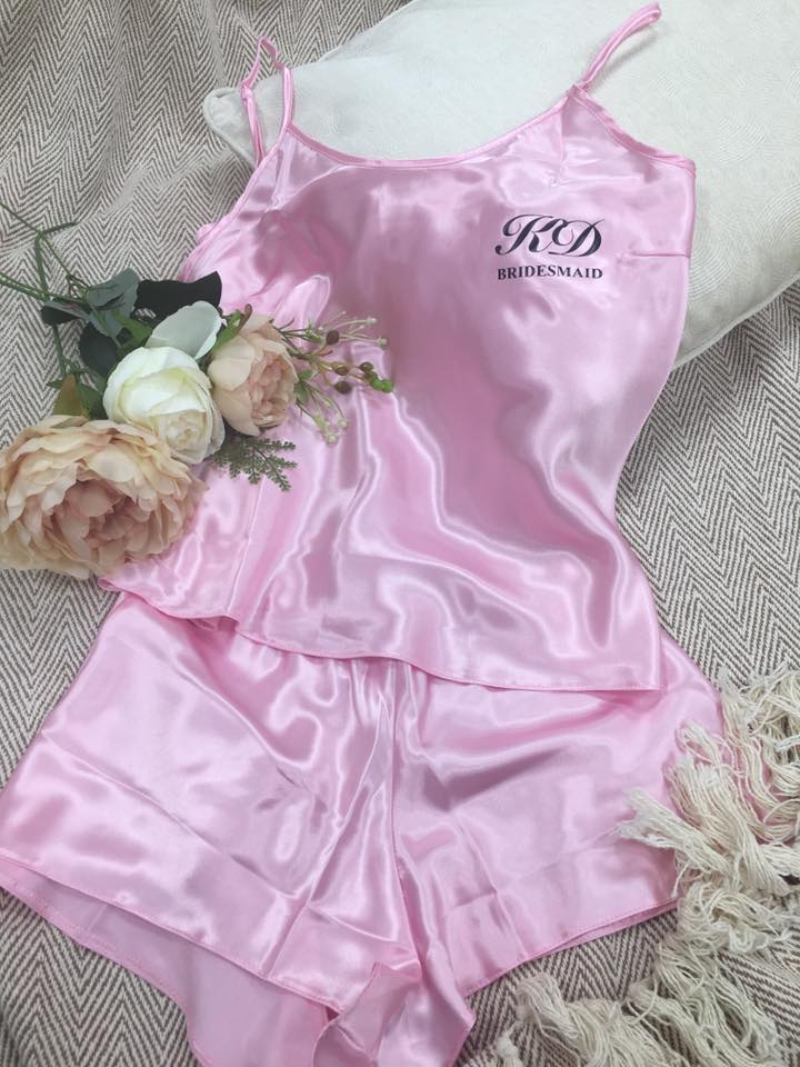 Adult Light Pink Satin Pyjamas